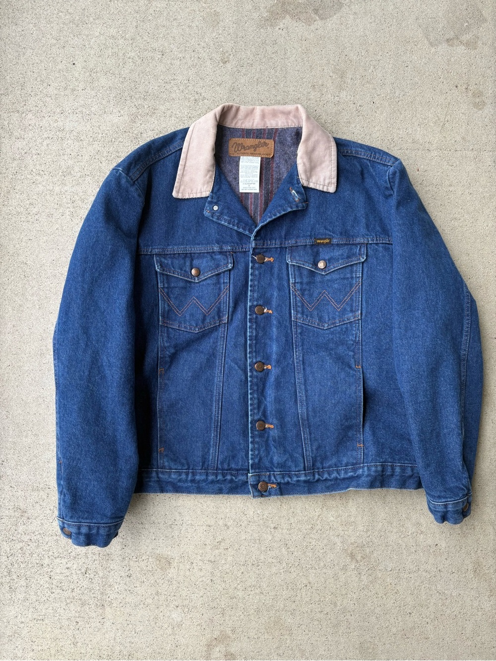 Vintage Wrangler Blanket Lined Corduroy Collar Denim Jacket 74260PW 48 XL